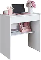 Escrivaninha Estudo e Trabalho – Mesa Compacta com Gaveta para Quarto ou Escritório | Móveis Bonatto (Branco)