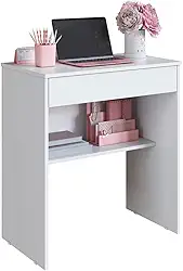Escrivaninha Estudo e Trabalho – Mesa Compacta com Gaveta para Quarto ou Escritório | Móveis Bonatto (Branco)