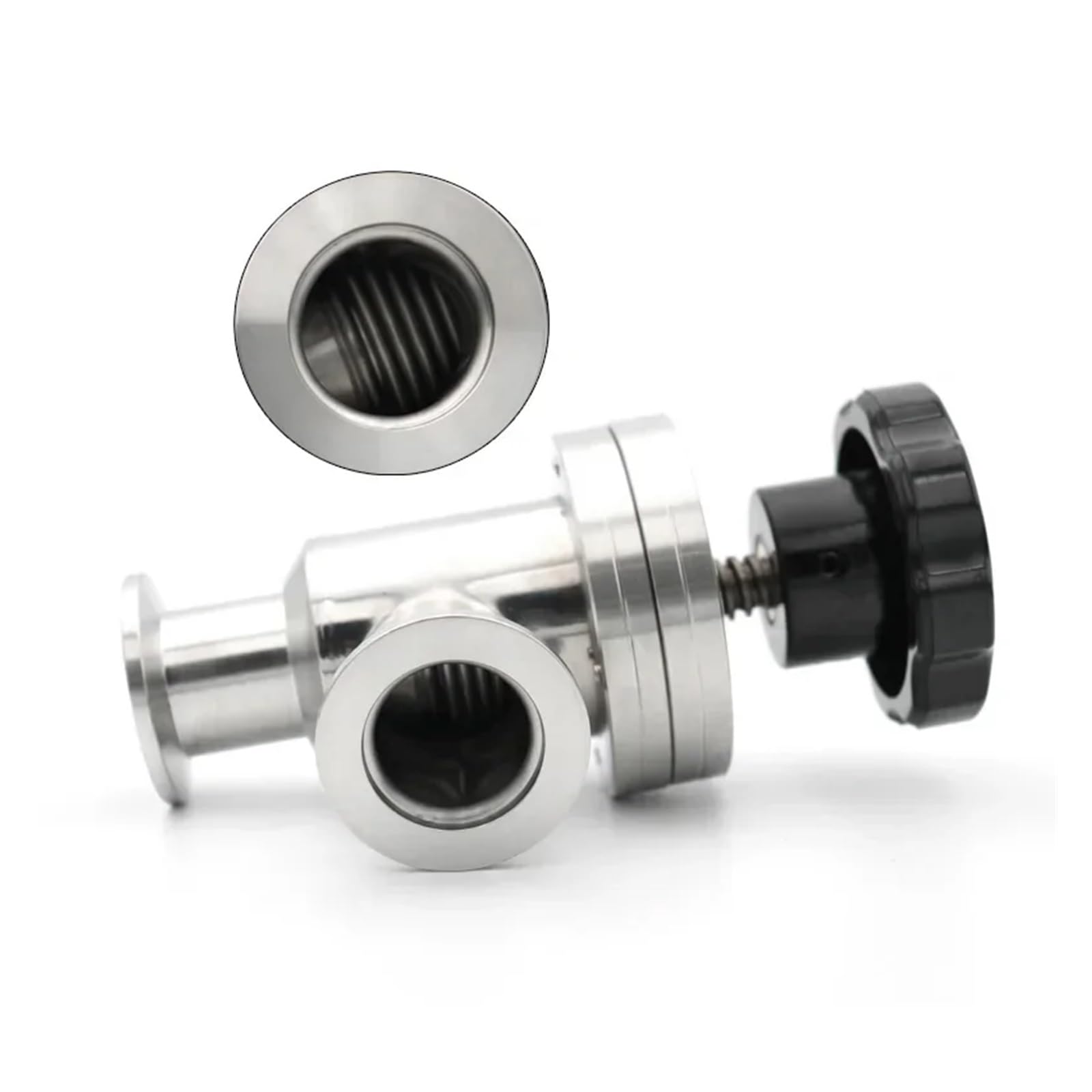 Válvula deflectora manual de alto vacío tipo L de acero inoxidable - Válvula de ángulo compatible