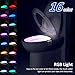 Toilet Bowl Light, Motion Sensor Night Light, 16 Colors LED UV Toilet Night Light with 2 Aromatherapy tablets, Color Changing Toilet Light for Bathroom, Fits any Toilet, Perfect for Kids and Adults