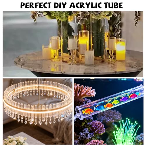 Image of LANIAKEA 6PCS Clear Polycarbonate Tube, 2 inch (50mm) Diameter Round DIY Plastic Tubing, 12 inch(305mm) Length Rigid Storage Tube,5 /64 inch (2mm) Wall