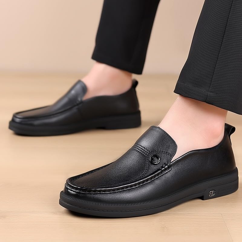 Men's Loafers Business Casual Slip-ons Low-top Leather Shoes Men Comfortable Soft Sole Breathable Shoes4