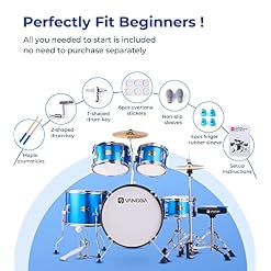 Vangoa Kit de Batterie Junior 16 » Enfant 5 Pièces Ensemble de batterie Acoustiques pour débutants avec tabouret de… - Les Beatles, Paul McCartney, John Lennon, RIngo Starr, George Harrison Vangoa Kit de Batterie Junior 16'' Enfant 5 Pièces Ensemble de batterie Acoustiques pour débutants avec tabouret de… – Image 4
