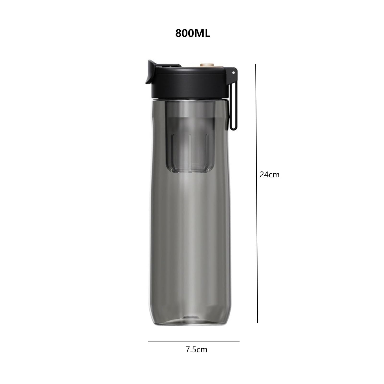 Borraccia Bottiglie d'Acqua Bottiglie d'Acqua Isolate da Viaggio Sfera Magica Tazza da tè Magnetica T Tazza d'Acqua Sportiva in plastica di Grande capacità(White,7.5 * 8.8 * 24CM(800ML)_1)