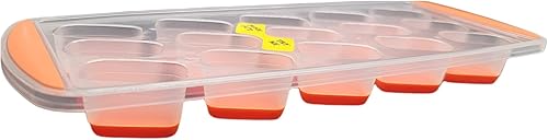 Miniatura 3 de Handy Housewares Bandeja para cubitos de hielo con parte inferior de silicona flexible para 15 cubos rectangulares (1 paquete, naranja)