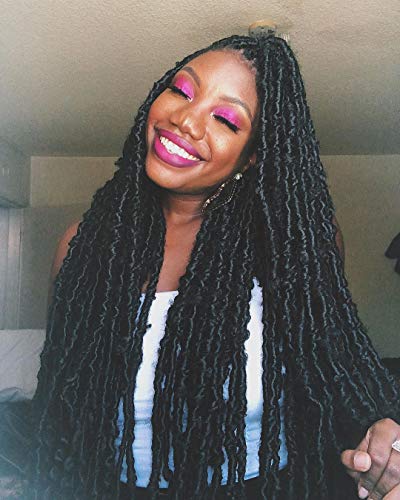 Faux Locs Crochet Hair 36 Inch - 4 Packs Super Long Crochet Braids Synthetic Braid Hair Extensions (36 inch, 1B)