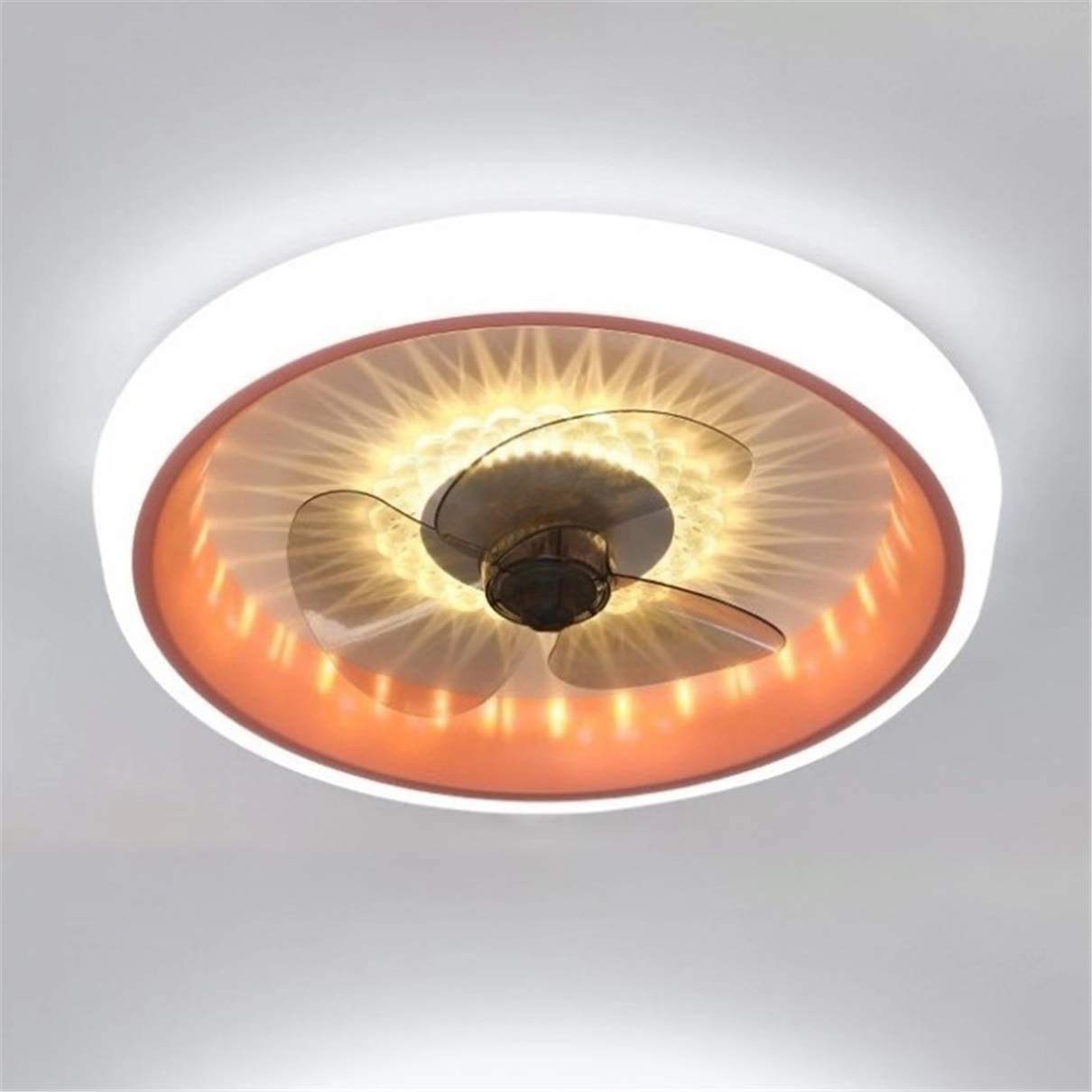HXYSXHJUO Ceiling lights for bedroom Modern Fan with Light and Reversible Remote Led Bedroom Bladeless Mute 50Cm Dimmable Living Room Orange
