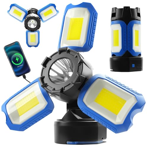 Catálogo para Comprar On-line Iluminación para talleres - solo los mejores. 46 Tresda - Luz de trabajo LED recargable de 4000 lm, con base magnética, iluminación de 360° y 5 modos de luz, luz de construcción inalámbrica portátil, batería USB-C de 5000...