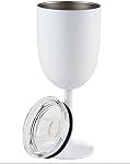 Verres à vin en acier inoxydable avec couvercle– 12 oz Thermo Goblet à double paroi isolée – Parfait pour les fêtes d'anniversaire, anniversaires et pique-nique extérieure (bleu clair)