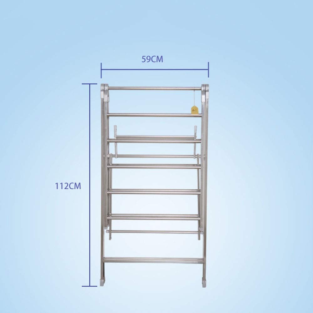 WolFum Étendoir à Linge Pliant Étendoir à Linge Extensible en métal Essentiels ménagers Blanchisserie Sèche et Humide Pliable à l'intérieur pour Un Rangement Facile (Color : Stainless Steel, Size