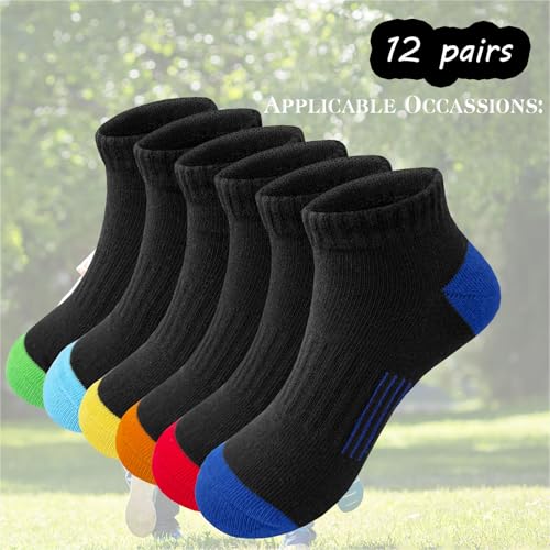 Boys Socks 12 Pairs Low Cut Ankle Sock for Boy Sport Athletic Running Sock3