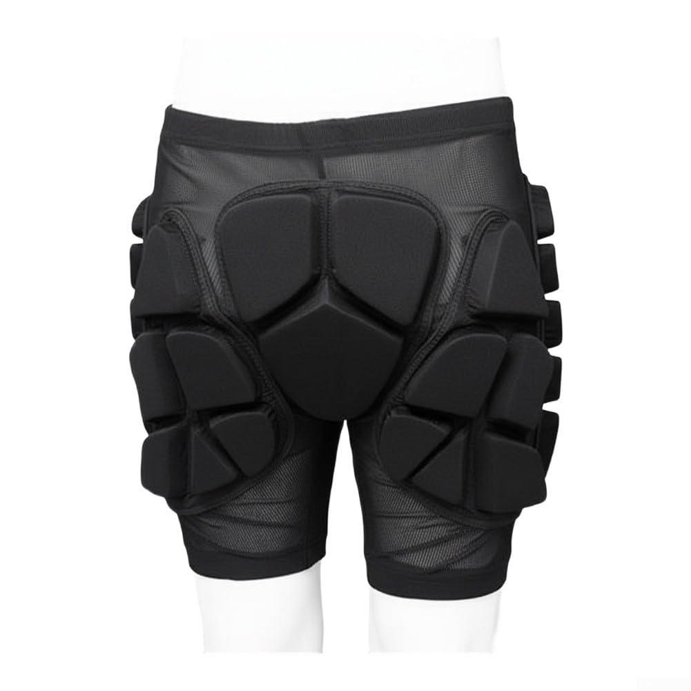 Snowboard-Shorts mit verdickter EVA-Polsterung für Hüfte, Steißbein, Gesäßschutz für Schlagfestigkeit, Outdoor-Sportausrüstung, Schwarz