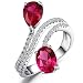 Caperci Sterling Silver Bypass Cubic Zirconia and Created Ruby Ring