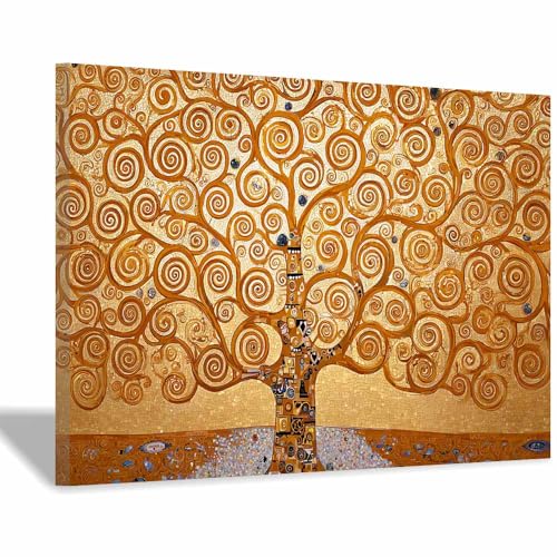 Affiche murale arbre de vie design tourbillonnant or cadre 40x60cm moderne