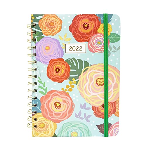 Agenda semanal y mensual A5 2022 de enero de 2022 a diciembre de 2022 con pestañas mensuales, bolsillo interior y cierre elástico Cover