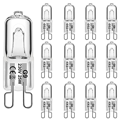 WeshLMPO G9 Halogen Bulbs 25W G9 Bulb Warm White 230V Dimmable for Oven 300 Degrees 12 Pcs