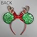 JIAHANG Green Mouse Ear Hair Bow Headband with Antler, Sequins Glittering Christmas Festival Party Fashion Photography Headwear for Women Girls