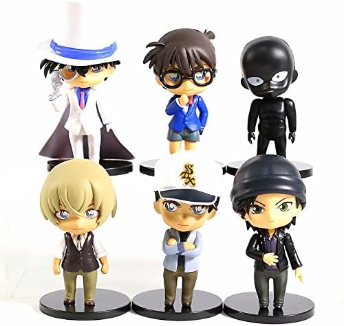 Trunkin Case Closed Detective Conan Action Figures | 6 Pcs Set 9-12 cms Polyvinyl Chloride Figure Edogawa Conan Kaitou Kiddo Hattori Heiji Furuya Rei Akai Shuichi Toys | ,Multicolor