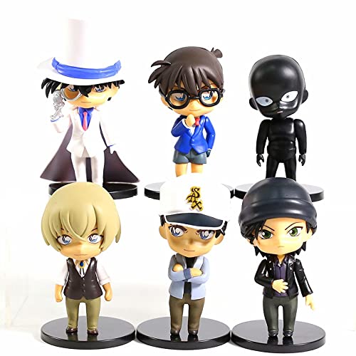 Trunkin Case Closed Detective Conan Action Figures | 6 Pcs Set 9-12 cms Polyvinyl Chloride Figure Edogawa Conan Kaitou Kiddo Hattori Heiji Furuya Rei Akai Shuichi Toys | ,Multicolor