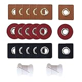 Niaciswe Ösen Kunstleder 60 Stück ösen patches ösenpatsches ösen lederpatches Leder Ösen Quadrat Runde Form Mix Öesen mit 2 Stücke Nähgarn zum Kleidung applikationen zum aufnähen