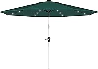 Vista 12 de Pure Garden Sombrilla de patio con luces – Toldo de 10 pies para exteriores con 32 LED solares – Paraguas LED de protección UV 30+ (arena)