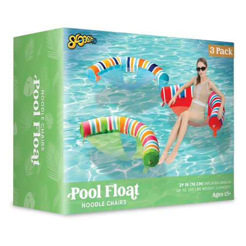 Sloosh 3 Packs Inflatable Pool Float Noodle Chair, Stripes Inflatable Pool Noodle Sling Floatie, Swimming Pool Floatie Floating Chair For Summer Pool Party,Stripe #TOP6