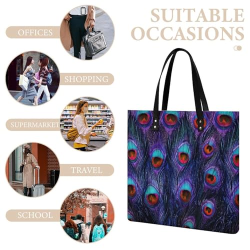 Sac à main shopper résistant pour voyage grand cabas violet paon - 7