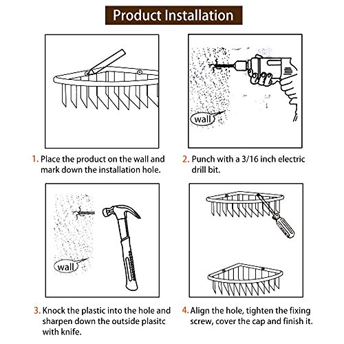 Sanliv Corner Shower Caddy Basket,Shower Wall Shampoo Shelf Soap Holder,Full Brass Wire Basket For Inside Shower Storage And Bathtub Organizer In Polished Chrome #TOP5