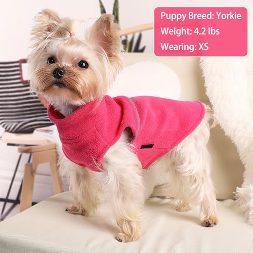 Image of Dog Clothes for Small Dogs Fleece Vest Dog Sweater Boy Girl, Warm Pullover Fleece Doggie Jacket, Winter Pet Ourfit Chihuahua Sweater - Yorkie Clothes (Rose, X-Small)