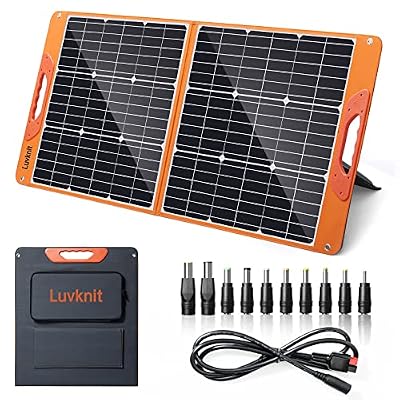 100 Watt Portable Solar Panel for Power Station, Foldable 100W Solar Panel for Camping Hiking Off-Grid Living, Monocrystalline Folding Panel Solar with 5V USB 18V DC Output