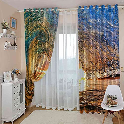 Rideau occultant ocean couché de soleil lot de 2