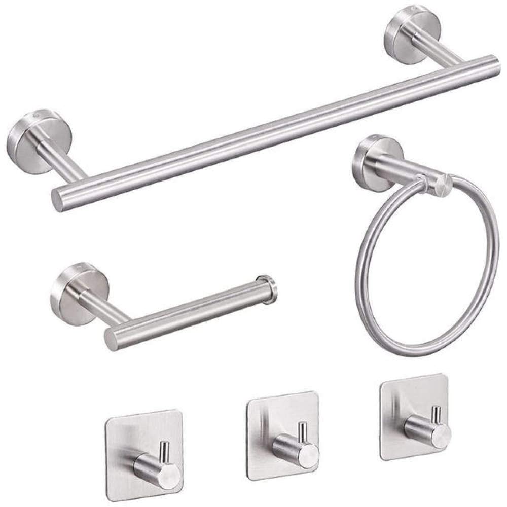 Accesorios de baño de acero inoxidable para organizar aseos modernos y familiares