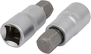 Aexit 55mm Length Hand Operated Tools H14 Hex Bit 1/2-inch Square Socket Adapter 2pcs Model:54as82qo271