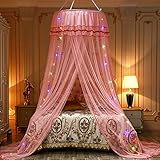 Mosquitera Cama con Cadena de luz LED, Matrimonio Mosquitera