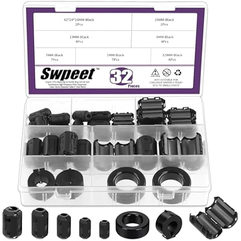 Swpeet 32Pcs Ferrite Core Kit Cover