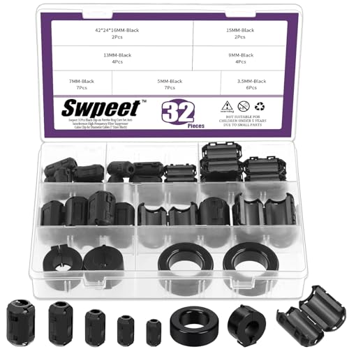 Anneaux de ferrite Swpeet par 32 pour filtrer les câbles RFI EMI