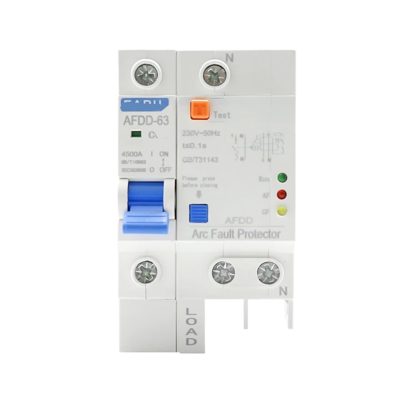 VSPPJYFG AFDD-63 220V 3P+N Fault Arc Protector Circuit Breaker Short Circuit Protection Overload Protection Leakage Protection(16a,1P+N)