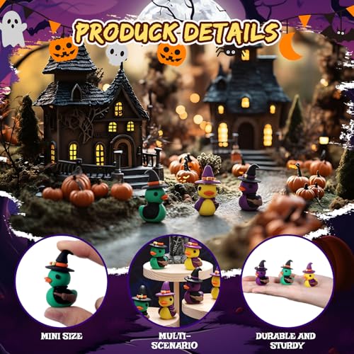 Image of Gejoy 50 Pcs Mini Witch Rubber Ducks Small Assorted Halloween Duck Figurines Bulk for Ducking Party Favors Halloween Carnival Supplies