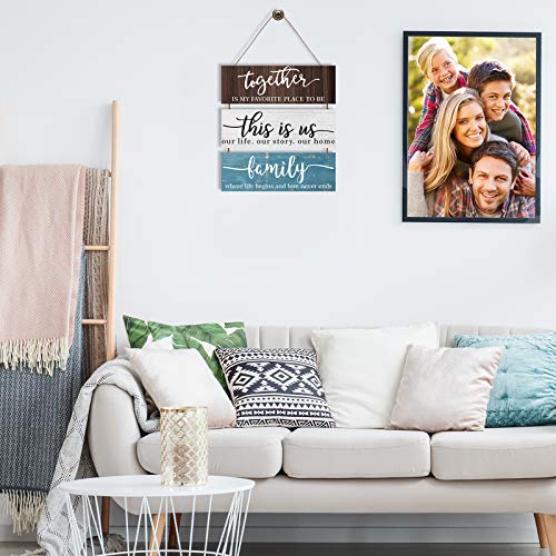 image for Hicarer This is Us Family Sign Wall Decor Together Rustic Wood Hanging