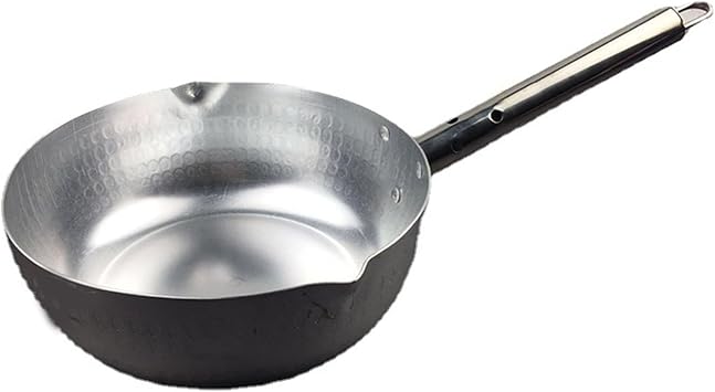 Japanese Saucepan, Aluminum Alloy Yukihira Saucepan with Stainless Steel Handle Nonstick Sauce Pot with Pour Spouts for Home Kitchen Cooking7.9in