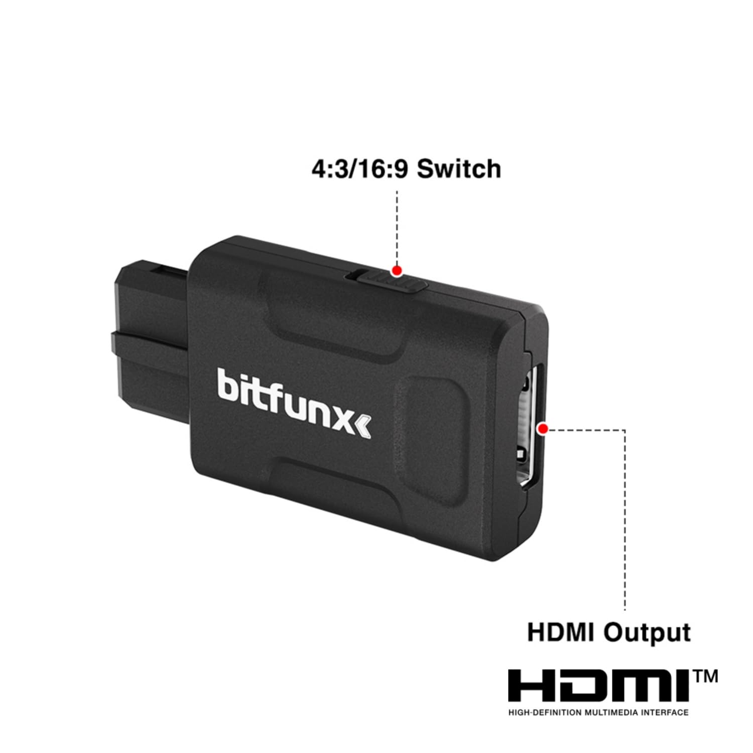 BITFUNX Adaptateur HDMI N64 – Prend en Charge Le commutateur 16:9/4:3, Mini convertisseur HD 720p/1080p avec S-vidéo Automatique et Composite, Adaptateur de Jeu vidéo Plug & Play sans décalage