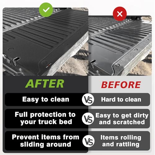 Image of TripleAliners Truck Mat Compatible with 2024-2026 Toyota Tacoma Tailgate Accessories, Tailgate Mat Cover Custom Fit All Weather Protection Pickup Liner