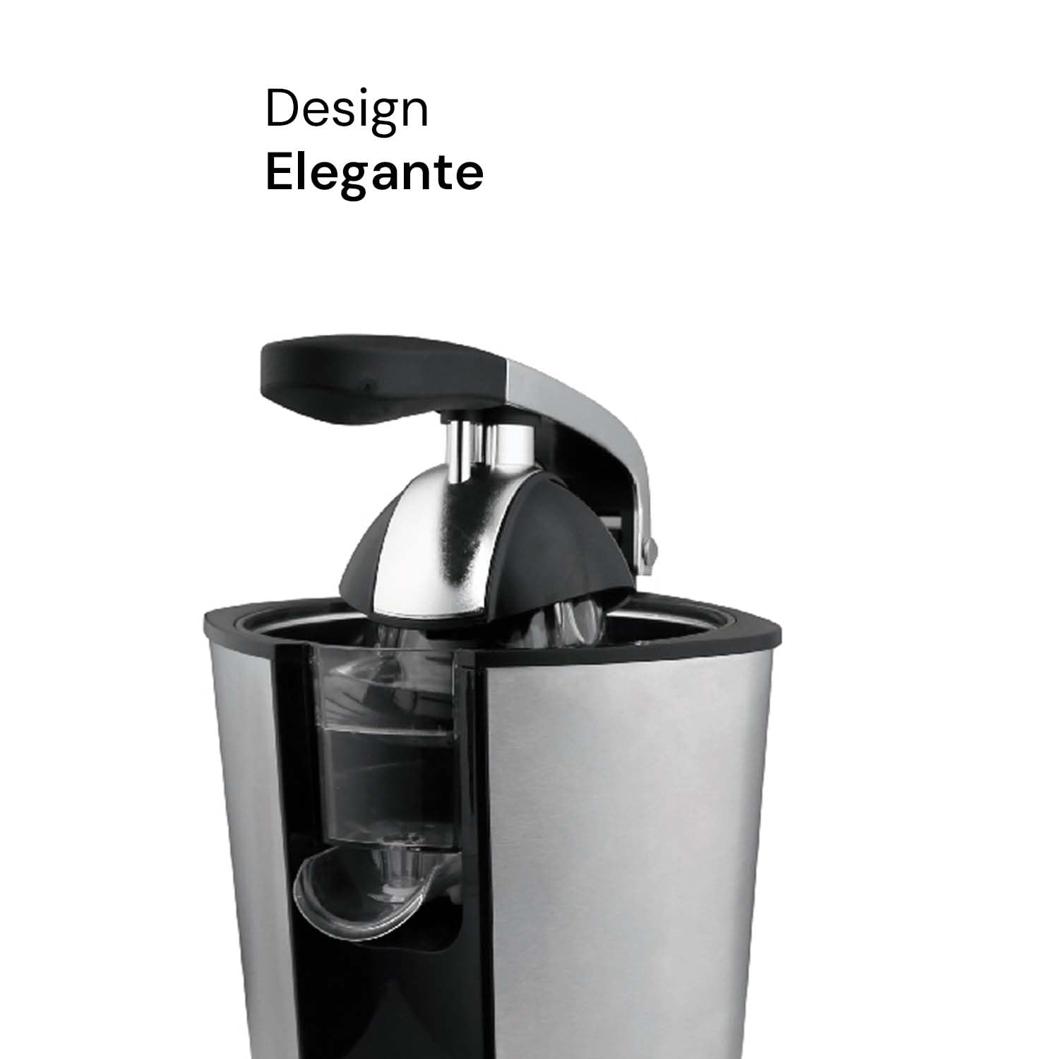 Wintem Presse-agrumes électrique en acier inoxydable noir – Idéal pour presser rapidement et sans effort les citrons, oranges et autres agrumes avec 2 cônes différents de pressage – Facile à nettoyer
