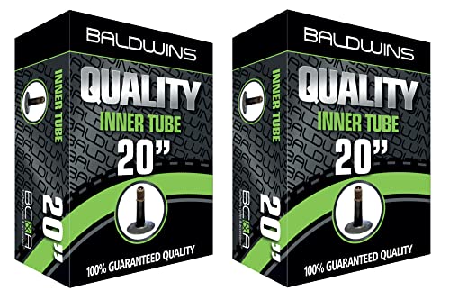 Baldwins Bike Inner Tube 20 x 1.75 to 2.125 Schrader Valve & BALDY'S TYRE LEVER (Pack of 2), Black, 20 x 1,75, 1,85, 1,90