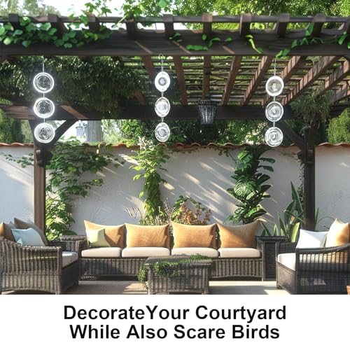 Kosleow 3Pcs Scacciapensieri Da Esterno In Acciaio Inossidabile, Dissuasore Per Uccelli 3D Riflettente Rotante, Repellente Piccioni Con Cristalli, Decorazione Giardino Balcone Casa - 2