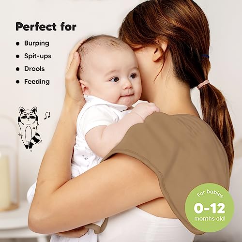 Image of Organic Burp Cloths Baby Boy & Girl - 5-Pack Super Absorbent Cotton Burping Cloths for Babies, Soft & Plush Newborn Spit Up Rags, Infant Towels for Milk Spit Up, Unisex, Large 21 inch x 10 inch (Terracotta)