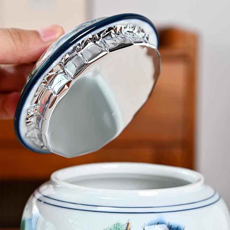 Pojemnik na herbatę, pojemnik ceramiczny, Nowa chińska puszka na herbatę w stylu retro, półfuntowa, luksusowa, ceramiczna, szczelna, odporna wysoką temperaturę, do przechowywania herbaty domu