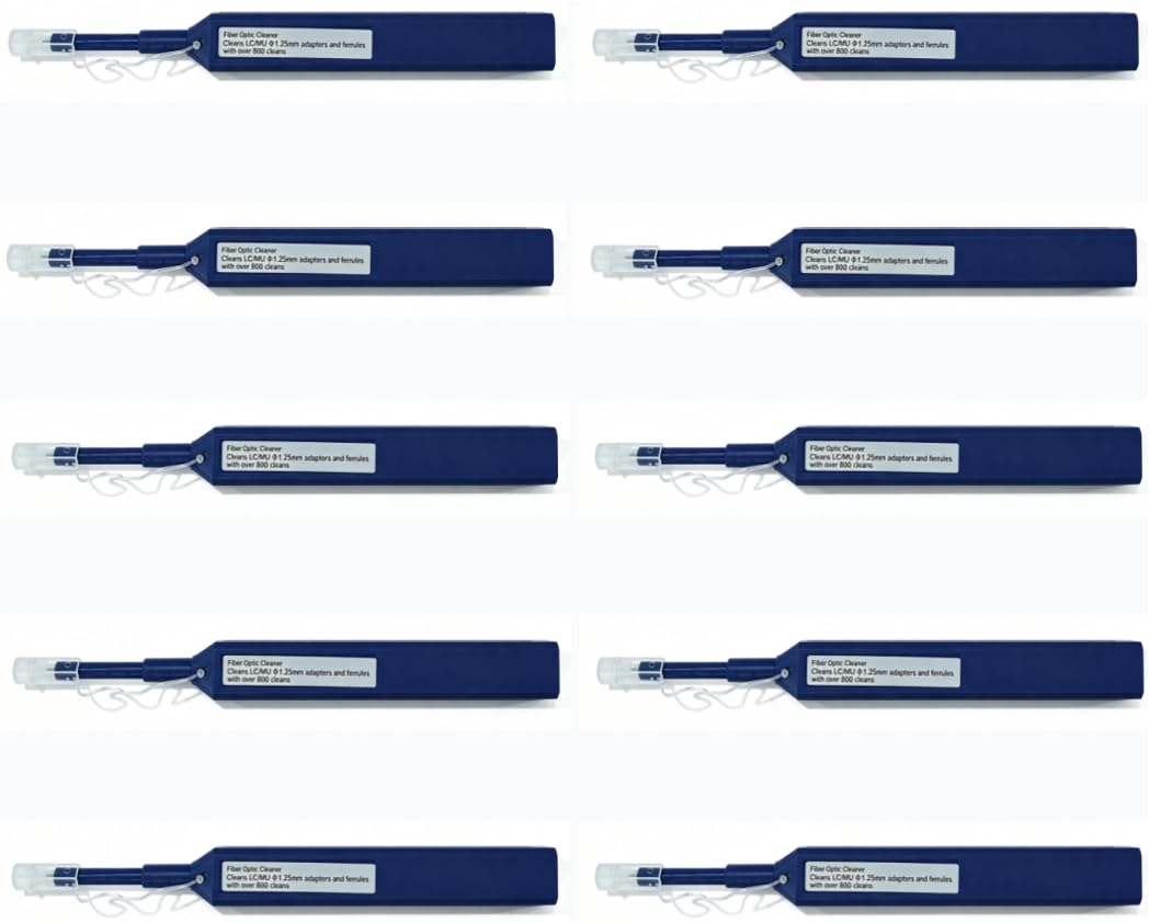 ERSTICKT 10 penne per la pulizia della fibra LC da 1,25 mm. 800+ detergente per fibre a clic singolo. Connettore ottico LCUPC e penna per la pulizia dell'estremità viene fornito con custodia