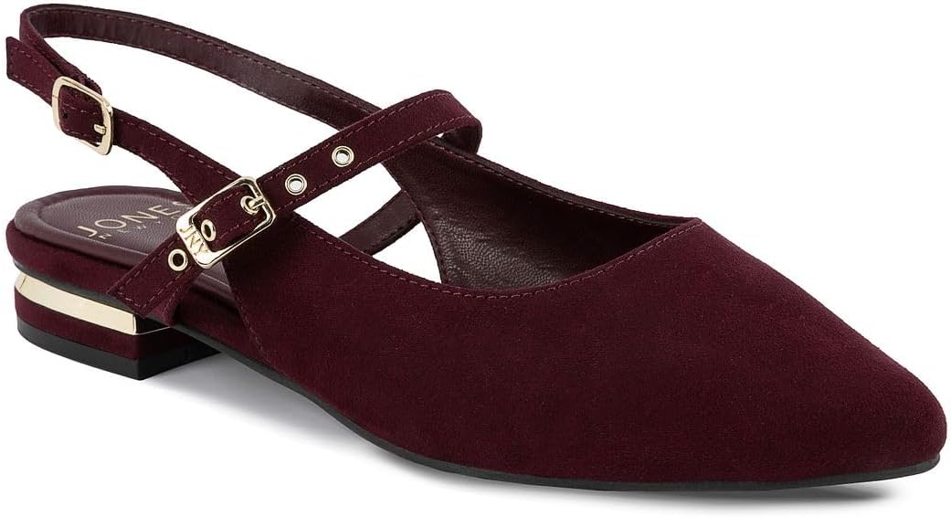 Women’s Slingback Flats – Classic Pointed Toe Dress Shoes with Back Straps and Low Heel