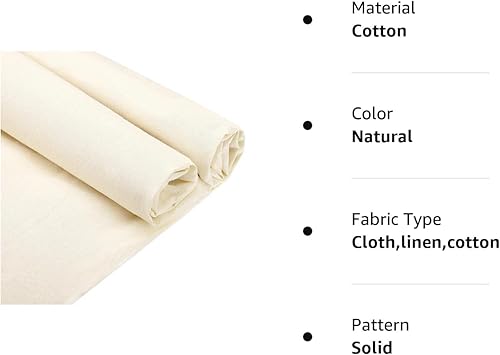 Miniatura 8 de Tela de muselina de algodón pesado, tela de drapeado sin blanquear, 63 pulgadas de ancho, natural, 5 yardas (5.25 pies x 15 pies) (63 x 180